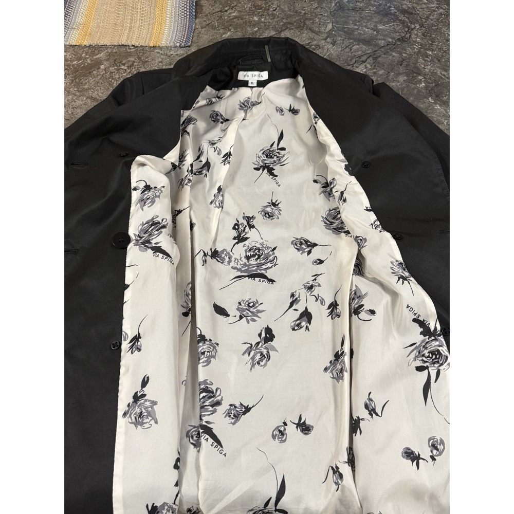 Via Spiga Womens‎ Double Breasted Belted Trench Coat Lined Pockets Black Sz XL - Picture 9 of 15
